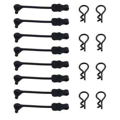 8PCS TGCWENG Universal RC Body Clips w/Pull Tabs Car Clips R Clips for All 1/10 1/12 Scale TRX4 Losi HPI Arrma Kyosho Himoto RC Car Truck Crawler Body Shell Upgrades (1.2mm Black Clips+Black Pull)