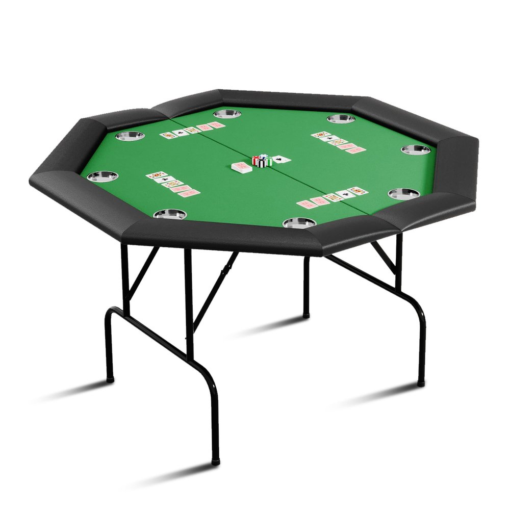 Hipicute Poker Table w/Metal Legs, Octagon Poker Table 8 Stainless Steel Cup Holders, Blackjack Gaming Table with Water-Resistant Cushioned Rail