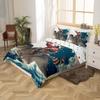 jejeloiu Cartoon Raccoon Duvet Cover Set Funny Dragon Bedding Set for Kids Boys Girls Japanese Ocean Wave Comforter Cover Rustic Wooden Quilt Cover with 1 Pillowcase 2Pcs Bedding Toddler,No Comforter view 2