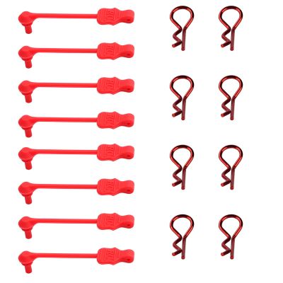 8PCS TGCWENG Universal RC Body Clips w/Pull Tabs Car Clips R Clips for All 1/10 1/12 Scale TRX4 Losi HPI Arrma Kyosho Himoto RC Car Truck Crawler Body Shell Upgrades (1.2mm Red Clips+Red Pull)