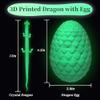 3D Printed Dragon Egg with Dragon Inside, Full Articulated Crystal Dragon in Egg Desk Toys, Adults Fidget Animals Toys for Autism ADHD GiftLuminous view 3