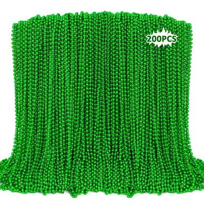 St Patricks Day Necklaces, 200PCS Green Beads Necklaces Decorations, 33" Saint Patricks Day Mardi Gras Xmas Necklace Party Favor, Green Mardi Gras Beads Bulk for Wedding Birthday Holiday Parade Throw
