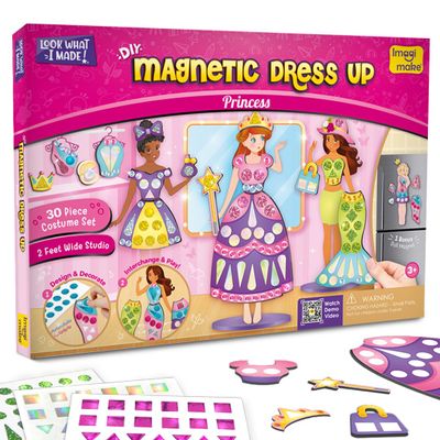 Imagimake DIY Magnetic Dress-Up Princess | 30 Dresses & Accessories | Mix & Match Pretend Play Magnetic Toys | Games for 3 Year Olds | Easter Basket Stuffers | 3,4,5,6 Year Old Girl Birthday Gift