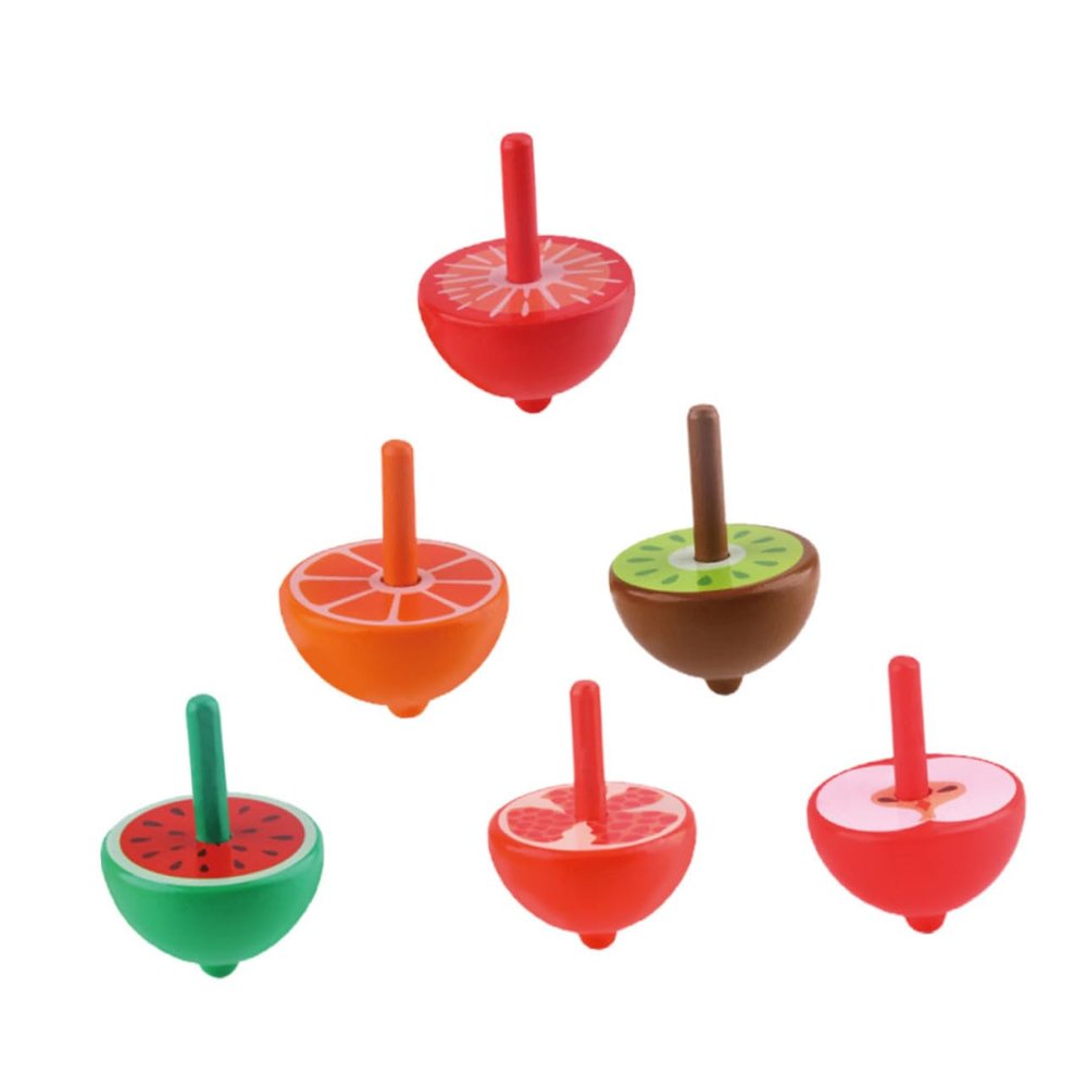 BCOATH Quality Wooden Gyro Toys 6pcs Boys and Girls Tops Gyro Toys for Toddlers Boys and Girls