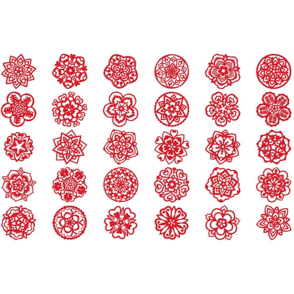 30PCS Chinese Paper Cutting Kit, Paper Art Crafts Kits for Window Decoration Spring Festival Chinese New Year Celebration Activity