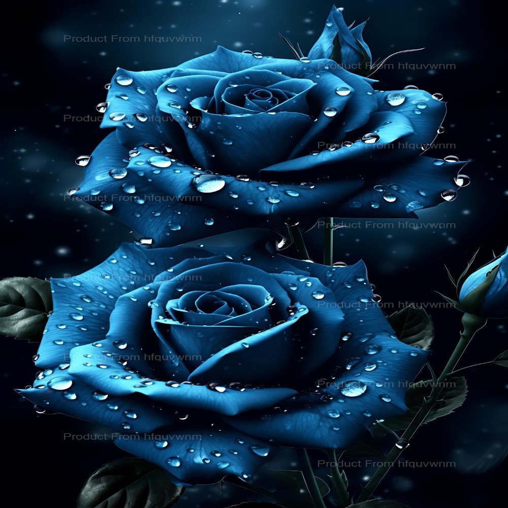 20x24 inch Blue Roses in The Night with Rain Drops DIY Diamond Painting Kits for Adults - Fantasy Roses Diamond Painting Kits,Full Drill Crystal Rhinestone Embroidery Craft Kits for Home Decor Gifts