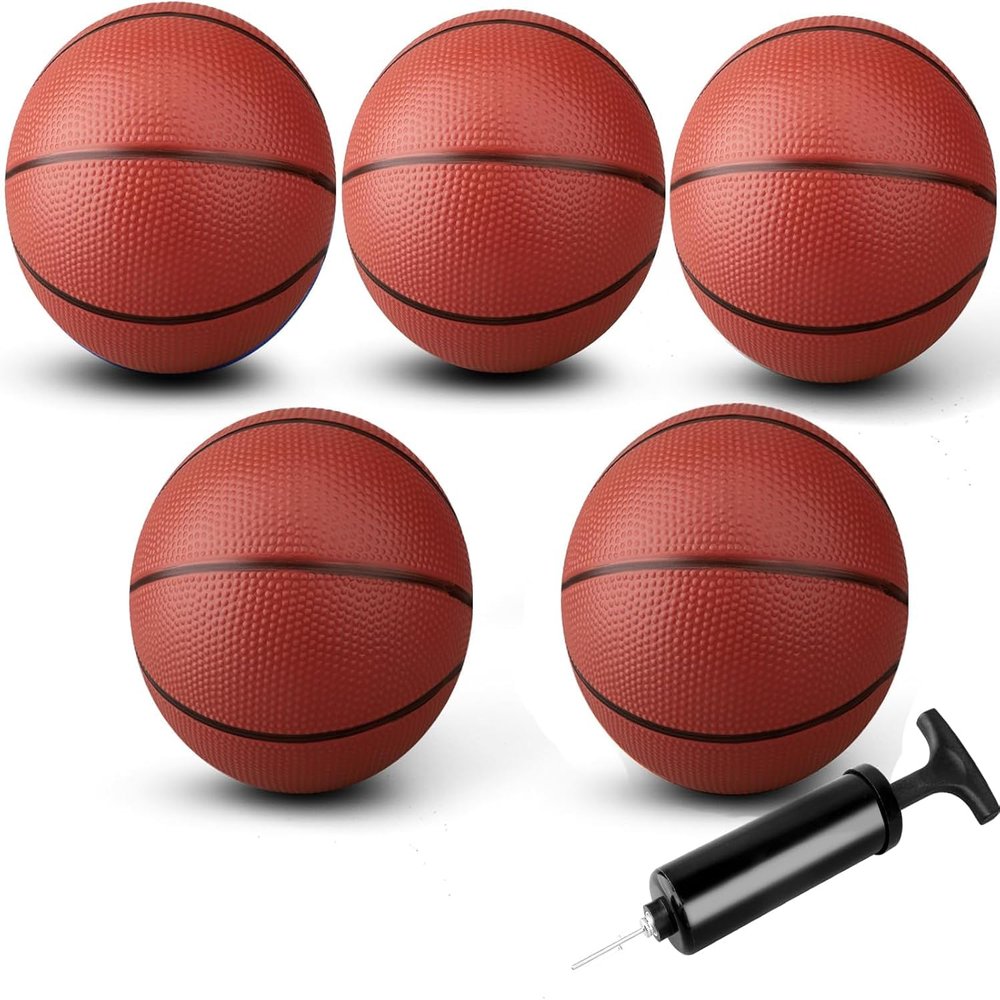 Amarlozn Mini Basketball for Indoor Mini Basketball Hoop, 9 Inch Small Replacement Basketballs Soft Ball for Inflatable Pool, Beach Sandbox Outdoor Play Game Gift Pack for Toddler Kids Adults 5PCS