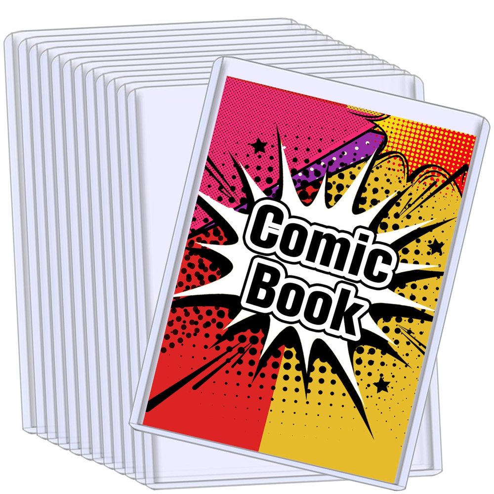 20PCS Comic Book Toploader, Premium PVC Hard Sleeves for Current/Silver Age Comics, 7.6x11 Inch Crystal Clear Protection, for Display & Storage Holder Comic Book Top Loader (20)