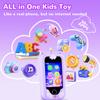 Kids Play Phone, Smart Phone with Dual Camera - Valentine's Day Present Easter Birthday Gift for 3 4 5 6 7 8 9 10 Years Old Girls, Toddler Toys Pretend Phone with 32GB Memory Card, Purple view 3