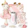 Golray Flower Girl Proposal Gifts Set, Will You Be My Flower Girl Gift with 16in Knitted Unicorn/ 15oz Cup/Floral Sunglasses/Hair Accessory/Jewelry Set Wedding Bride Gift Box Unicorn Toys for Girls