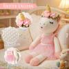 Golray Flower Girl Proposal Gifts Set, Will You Be My Flower Girl Gift with 16in Knitted Unicorn/ 15oz Cup/Floral Sunglasses/Hair Accessory/Jewelry Set Wedding Bride Gift Box Unicorn Toys for Girls view 2