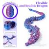 12'' 3D Printed Dragon with Egg, Mystery Cool 3D Printer Articulated Crystal Dragon Animals Fidget Toy for Boys Girls Kid Teen, Dinosaur Toys for Kids 5-7 8-12 Dino Eggs Home DecorRed Blue view 4