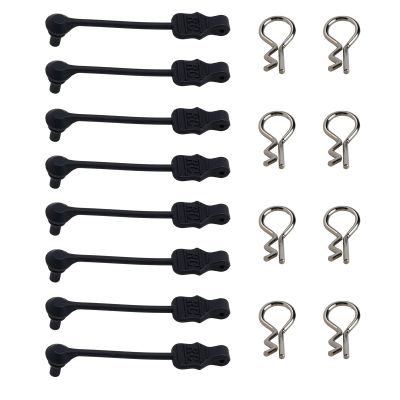 8PCS TGCWENG Universal RC Body Clips w/Pull Tabs Car Clips R Clips for All 1/10 1/12 Scale TRX4 Losi HPI Arrma Kyosho Himoto RC Car Truck Crawler Body Shell Upgrades (1.2mm Sliver Clips+Black Pull)