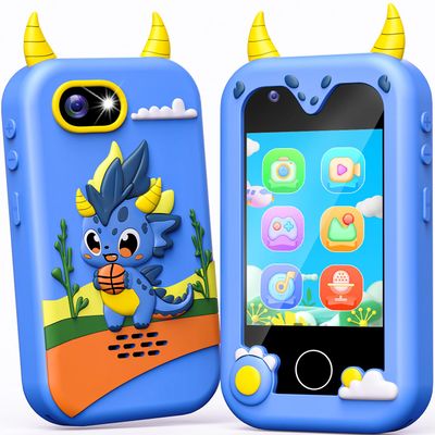 Kids Smart Phone Toys with Dual Camera - Valentine's Day Present Easter Birthday Gift for Boys Aged 3 4 5 6 7 8 9 10, Toddler Toys Play Phone with Educational Learning Games and 32GB Memory Card, Blue