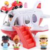 PLAY Airplane Toy for Kids - Toddler Airplane Toys Travel Plane Toys for Kids 2+ Years Old with Small Figures & Baggage Carrier, Musical Toy Airplane with Lights for Boys Girls Gifts Birthday (Red) view 1