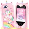 Kids Smart Phone Toys for Girls - Easter Stuff Birthday Gift for Girls 3 4 5 6 7 8 9 10 Years Old, Toddler Toys Play Phone with Educational Learning Games and 32GB Memory Card, Pink view 1