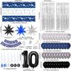 10th Birthday Decorations for Boys and Girls Dark Blue, Double Digits Birthday with HAPPY BIRTHDAY Banner 10 Balloon Number Tablecloth Foil Star Balloons Garland Arch Kit-10 Year Old Party Supplies view 2