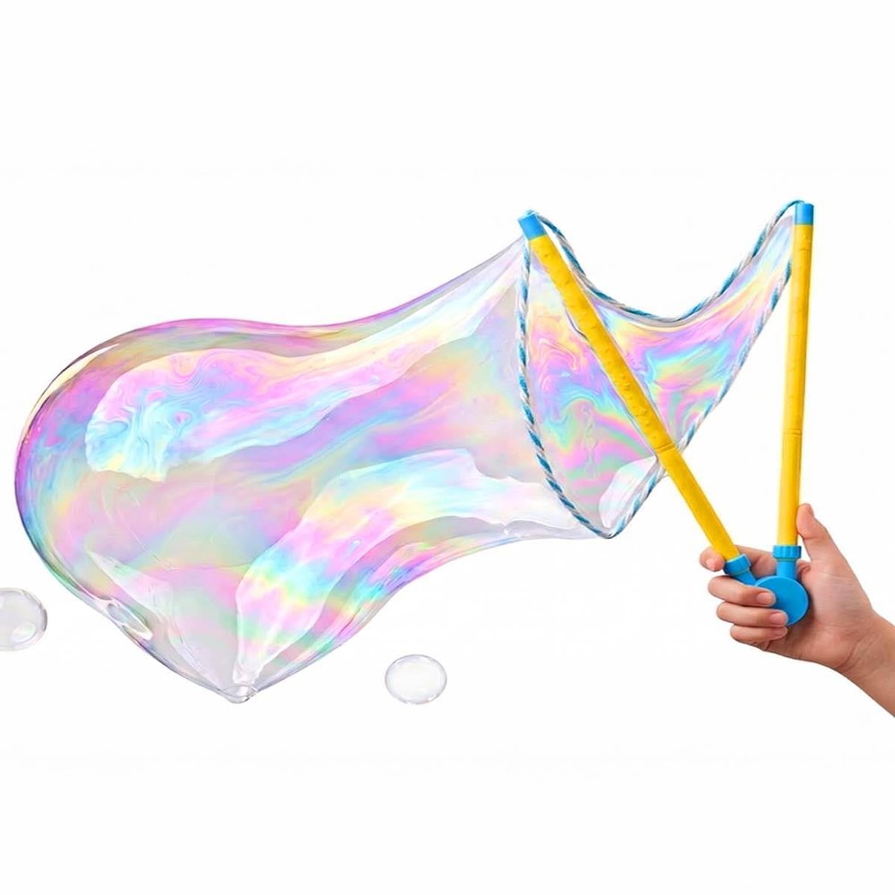 Uncle Bubble Giant Bubble Wand Set for Kids 3+ | Make Giant Bubbles Outdoors | Adjustable Star Clips for Any Size Bubbles | Non-Toxic Concentrated Solution Included | Fun Outdoor Toy for Families