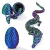 12'' 3D Printed Dragon with Egg, Mystery Cool 3D Printer Articulated Crystal Dragon Animals Fidget Toy for Boys Girls Kid Teen, Dinosaur Toys for Kids 5-7 8-12 Dino Eggs Home DecorBlue Green view 1