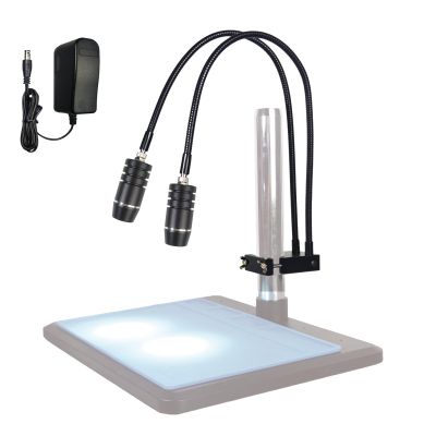 LED Spot Light for Microscope, Dual-Head Gooseneck 6W Illuminator Dimmable LED for Microscopes & Cameras Light Source Lamp Fits 20-32mm Industrial Stereo Stands Pillar Stands (Purple)