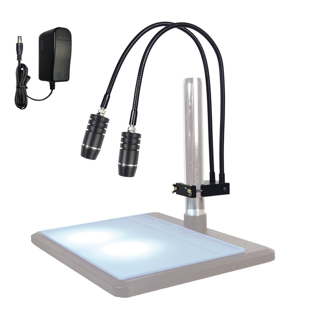LED Spot Light for Microscope, Dual-Head Gooseneck 6W Illuminator Dimmable LED for Microscopes & Cameras Light Source Lamp Fits 20-32mm Industrial Stereo Stands Pillar Stands (Purple)
