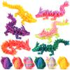 6PCS Mini 3D Printed Dragon Dinosaur Egg, Prefilled Easter Eggs Filled Dragon Eggs Toys Filled,3D Printed Dragon in Egg,Crystal Dragon Figurine Decor,Full Articulated Dragon view 3