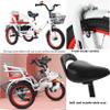 Blue,16in,JIYIAN Children's Folding Tricycle High Carbon Steel 3-Wheel Cruiser Bike with Soft and Comfortable Back Seat and Deepen Storage Basket Raised Guardrail with Safety Belt Classic Tricycle view 4