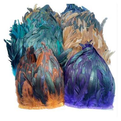 5-10 meter chicken tail feather decoration tassel feather wedding party dress decoration needlework jewelry 13-18cm(Green feathers,5meters)