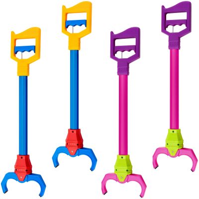 Lewtemi 4 Pcs Interactive Grabber Claw Robot Arm Pack Reacher Pickup Tool and Hand Eye Coordination Play, 18 Inch (Red,Blue)