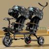 Double Stroller Lightweight Tandem Tricycle,Two-Seater Pedal Bicycle, Stroller with Sunshade,Robust Frame,Outdoor Playground Equipment Tricycles,for Boys and Girls Ages 1-7(Brown) view 1