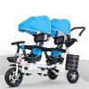 Kids Tricycle, Double Pram with Double Seat and Canopy, Anti-Rollover Rubber Wheel Double Baby Stroller Daycare Trike Toy,for Boy and Girl Gifts,Preschool Playground Equipment(Blue) view 1