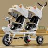 Double Stroller Lightweight Tandem Tricycle,Two-Seater Pedal Bicycle, Stroller with Sunshade,Robust Frame,Outdoor Playground Equipment Tricycles,for Boys and Girls Ages 1-7(White) view 1