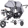 Kids Tricycle, Double Pram with Double Seat and Canopy, Anti-Rollover Rubber Wheel Double Baby Stroller Daycare Trike Toy,for Boy and Girl Gifts,Preschool Playground Equipment(Gray) view 1