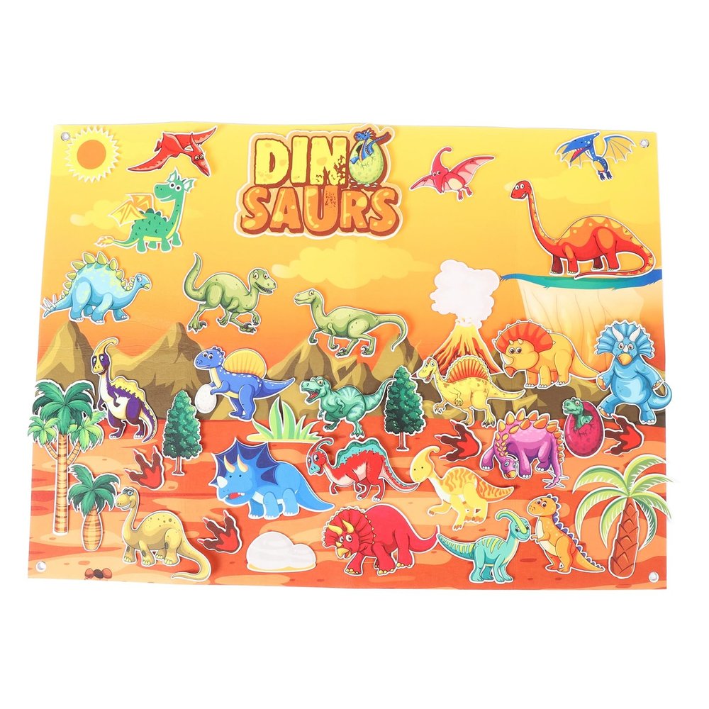 Engaging Dinosaur Felt Board Set | 37 Reusable Pieces for Classification, Storytelling & Early Learning | Portable Wall Hanging Toy for Preschoolers | Ideal Gift for Boys & Girls