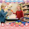 maysida Rechargeable Wooden Kids Cash Register with Scanner, Pretend Play Cash Register Toy with Fake Money, Food, Credit Card, Toddler Boys Girls Age 2-4 4-8 view 3
