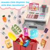maysida Rechargeable Wooden Kids Cash Register with Scanner, Pretend Play Cash Register Toy with Fake Money, Food, Credit Card, Toddler Boys Girls Age 2-4 4-8 view 4