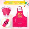 R HORSE 2Pcs Kid Apron and Chef Hat Set, Adjustable Children Pink Kitchen Toddler Apron for Girl Who Loves Slime, Dress up Role Play Chef Toy Funny Cooking Gift Birthday Gift for Kids Baking Painting view 2