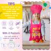 R HORSE 2Pcs Kid Apron and Chef Hat Set, Adjustable Children Pink Kitchen Toddler Apron for Girl Who Loves Slime, Dress up Role Play Chef Toy Funny Cooking Gift Birthday Gift for Kids Baking Painting view 3
