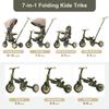 7in1 Baby Tricycle,Foldable Toddler Tricycle with Removable and Adjustable Parent Handle,Toddler Push Bike with Removable Pedal,Canopy,and Guardrail,Tricycle for 12-72 Months (Dark Green) view 3
