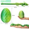 3D Printed Dragon Eggs with Dragon Inside, Large Articulated Dragons Toys with Eyes, Animal Fidget Toy Easter Surprise Eggs Home Decor Executive Desk Toy, Easter Gift for Kids (Yellow+Green) view 2