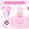 R HORSE 2Pcs Kid Apron and Chef Hat Set, Adjustable Children Coquettish Pink Kitchen Toddler Apron for Girls, Dress up Role Play Chef Toy Funny Cooking Gift Birthday Gift for Kids Baking Painting view 2