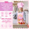R HORSE 2Pcs Kid Apron and Chef Hat Set, Adjustable Children Coquettish Pink Kitchen Toddler Apron for Girls, Dress up Role Play Chef Toy Funny Cooking Gift Birthday Gift for Kids Baking Painting view 3