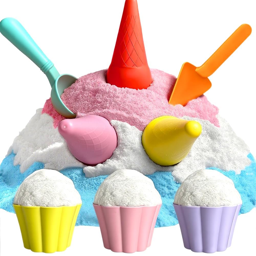 GushySnow Latex Material Creativity Sensory Bin Filler Toy Ice Cream Cone Cake Cup Sensory bin for Preschool Girl boy Kid Children 6 Years