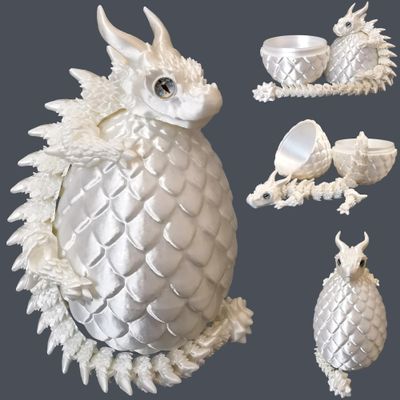 3D Printed Dragon Eggs with Dragon Inside, Large Articulated Dragons Toys with Eyes, Animal Fidget Toy Easter Surprise Eggs Home Decor Executive Desk Toy, Easter Gift for Kids