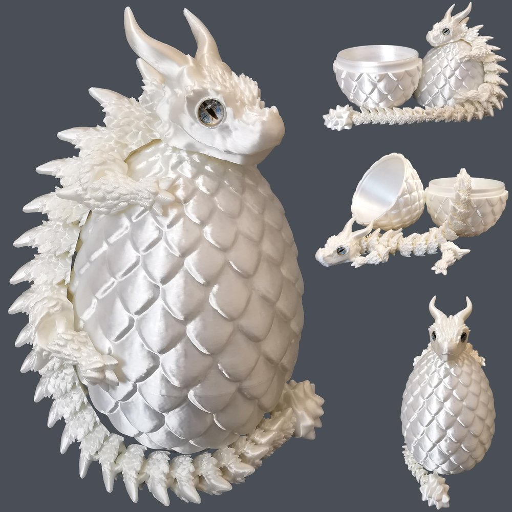 3D Printed Dragon Eggs with Dragon Inside, Large Articulated Dragons Toys with Eyes, Animal Fidget Toy Easter Surprise Eggs Home Decor Executive Desk Toy, Easter Gift for Kids
