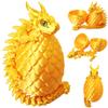 3D Printed Dragon Eggs with Dragon Inside, Large Articulated Dragons Toys with Eyes, Animal Fidget Toy Easter Surprise Eggs Home Decor Executive Desk Toy, Easter Gift for Kids (Golden) view 1