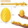 3D Printed Dragon Eggs with Dragon Inside, Large Articulated Dragons Toys with Eyes, Animal Fidget Toy Easter Surprise Eggs Home Decor Executive Desk Toy, Easter Gift for Kids (Golden) view 2