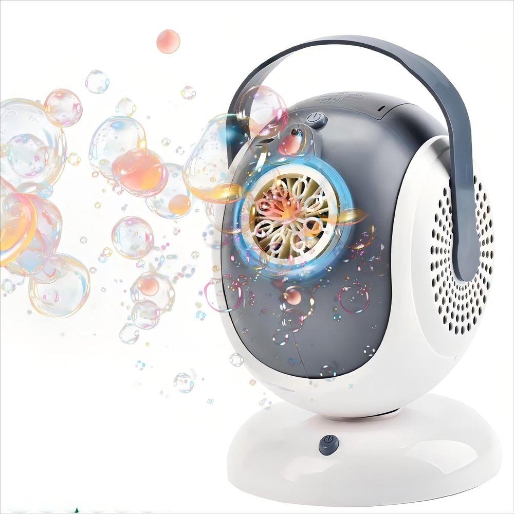 Bubble Machine,Automatic Bubbles Blower Maker for Kids,360 Rotation & 75 Angle Adjustment with LED Light,Portable Bubble Maker for Outdoor and Indoor Birthday Party Wedding.