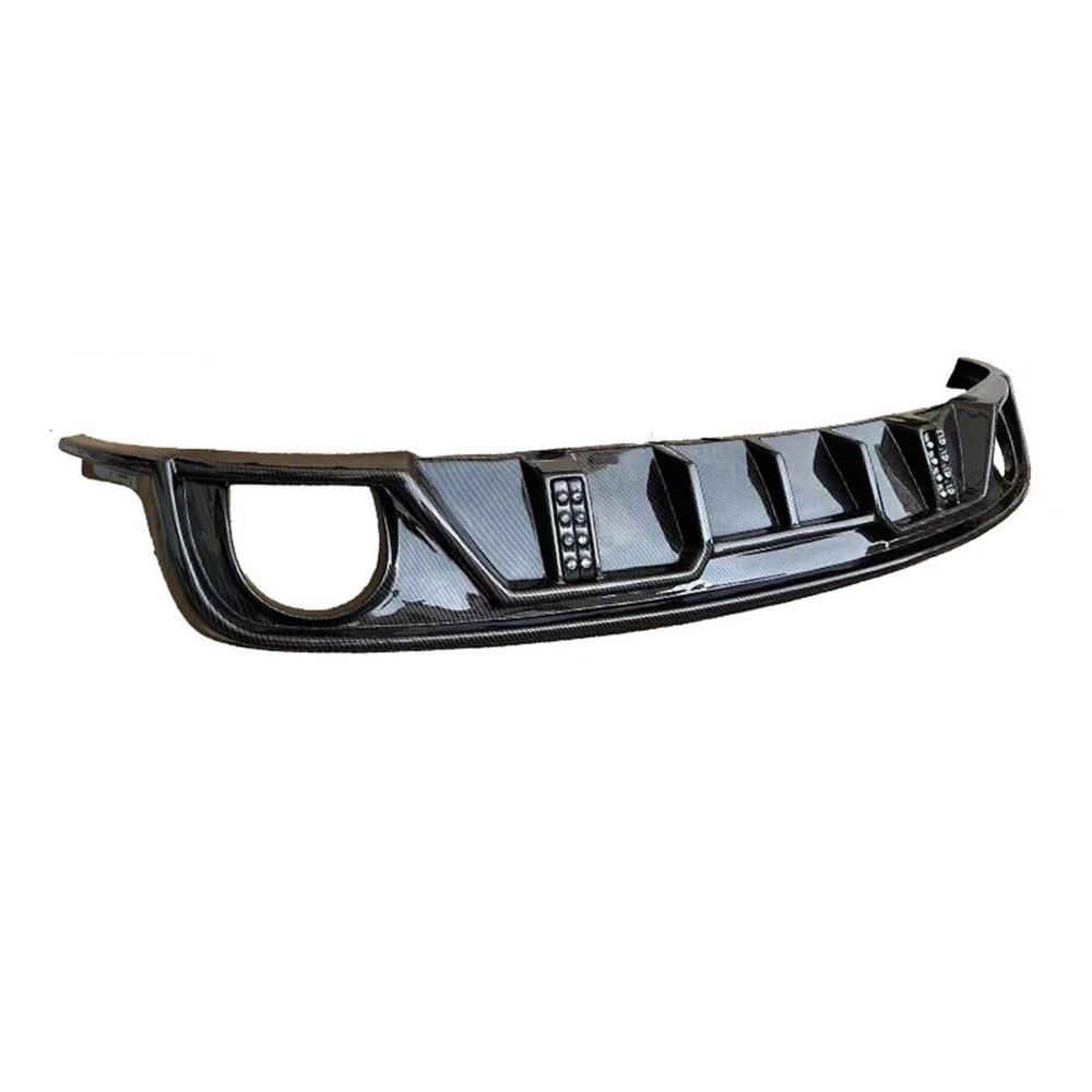 Carbon Fiber Look ABS Bright Black Rear Diffuser Bumper Lip Spoiler Splitter Compatible with Audi TT TTS 08-14(ABS Two Out)