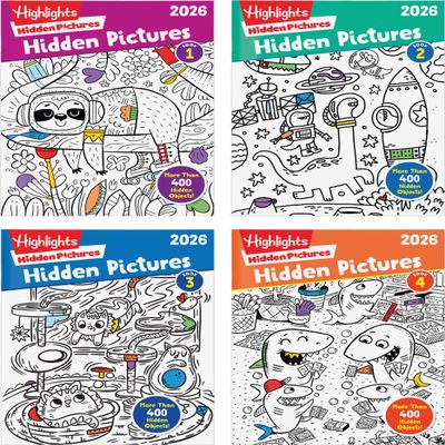 Highlights Hidden Pictures 2026 Activity Books for Kids Ages 6 and Up, 4 Puzzle Books Packed with Hidden Object Fun, Coloring Pages, and Seek and Find Fun
